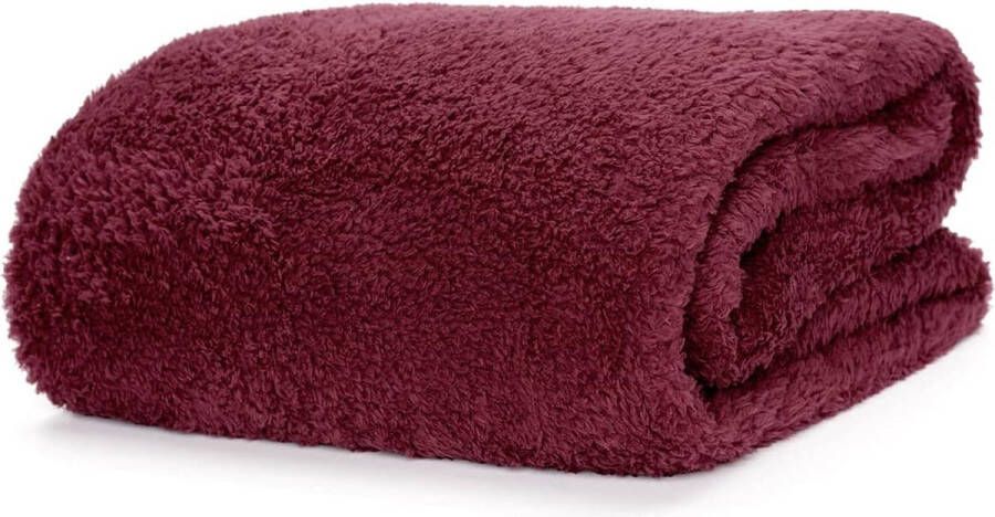 Merkloos Fleecedeken Speciale Editie Deken Luxe Sherpa Warm Fleece gooien TV-Deken voor bank Knuffeldeken 127 x 178cm Moerbei Rood