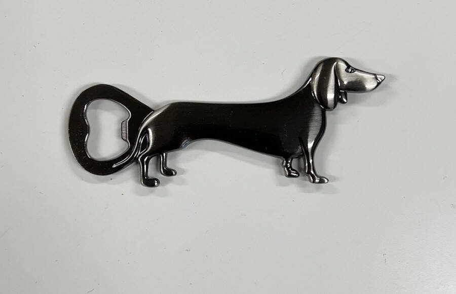 'merkloos'' Flessenopener teckel zilver
