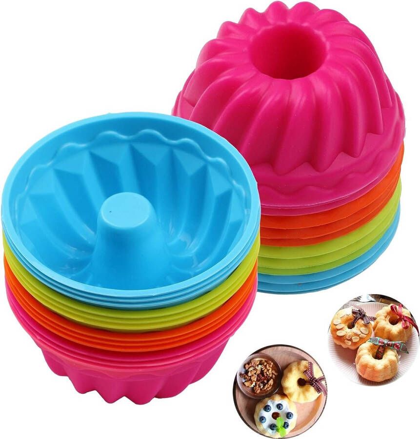 Merkloos FlexiForm mini-cakevorm set van 24 siliconen cakevormen Ø 6 5 cm hoogte 3 5 cm (4 kleuren)