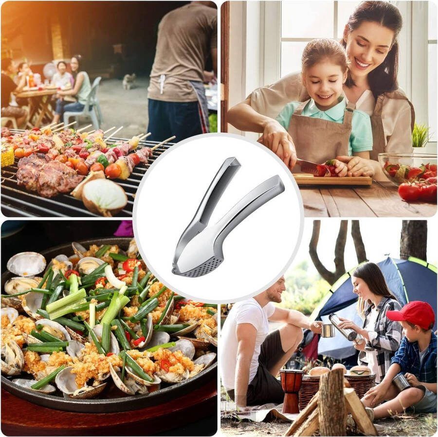 Merkloos Fousenuk Knoflookpers Garlic Press (geen pellen nodig) comfortabel en gemakkelijk te reinigen knoflookpers knoflookpersen eenvoudig geperste knoflook en gember stijlvolle zinklegering