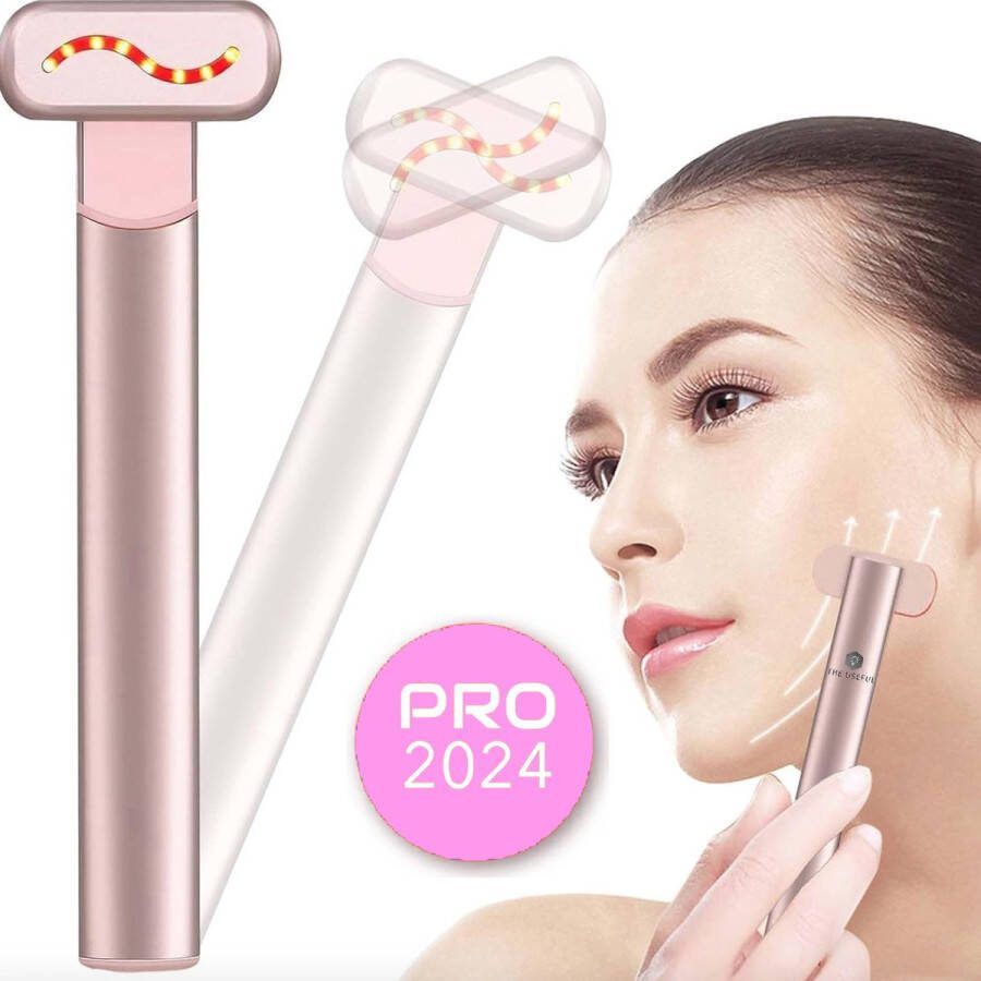 Merkloos Gezichtsmassage Apparaat Rood Lichttherapie Red Light Therapy Face Wand Donkere Kringen Huidverjongingsapparaat Led Gezichtsmasker Gezicht Rood Licht Therapie- PRO VERSIE