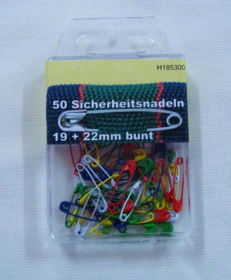 Merkloos H185300 50 veiligheidsspelden mini gekleurd veiligheidsspeldjes 19 + 22 bont kleur gekleurde bonte speldjes