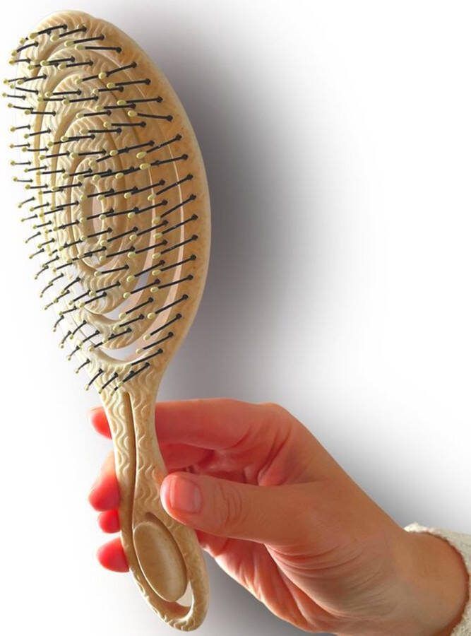 Merkloos Haarborstel Anti Klit Haarborstel Detangler Brush Haarborstel beige Kam voor Krullen Haarborstel Rond