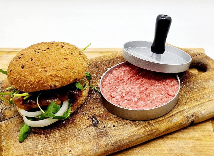 Merkloos Hamburger Burger Press kreeg aluminium hamburgerpers van BBQ Patties met anti-aanbaklaag hoewel het handvat van zilver plastic is