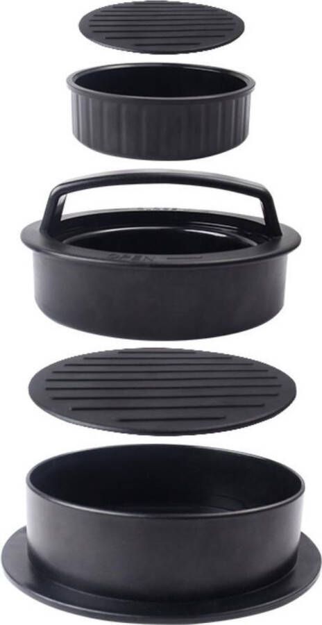 Hamilton Bay Outdoor Hamilton bay Hamburgerpers 3in1 set met diverse maten incl. waxblaadjes kunststof Zwart Hamburgermaker