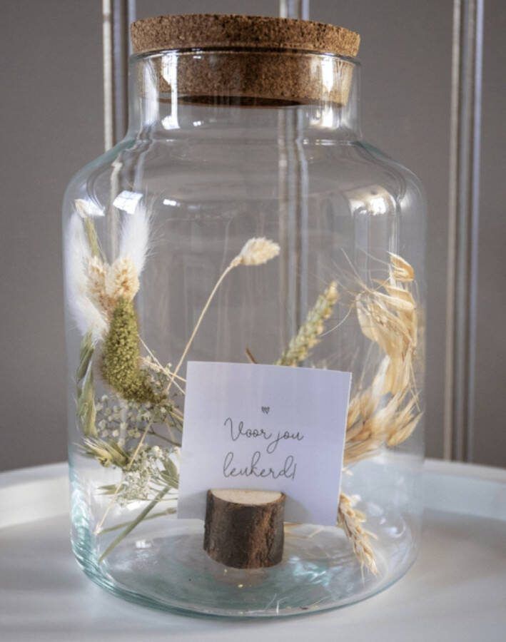 Merkloos hand gemaakt melkbus met led en naturel droogbloemen verlichting droogbloemen woonaccessoires sfeerverlichting