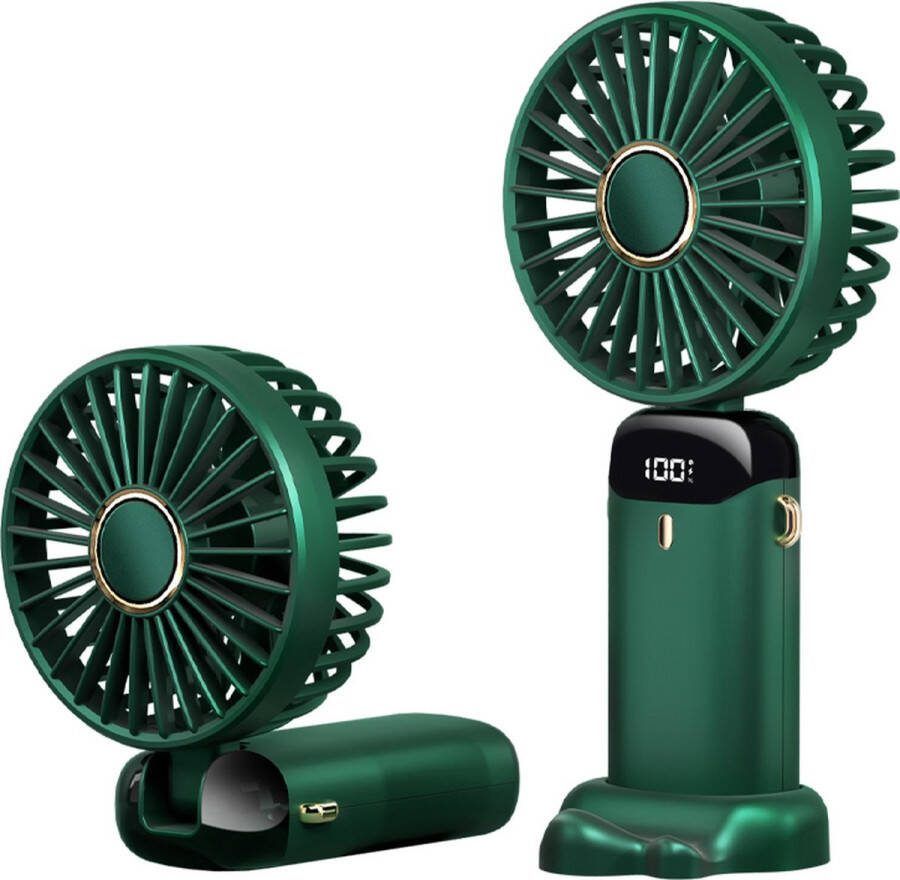 'merkloos' Handventilator Draagbare Ventilator Oplaadbaar Tafelventilator Draadloos Mini Fan 5 Standen Groen