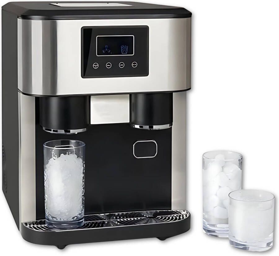Merkloos IJsblokjesmachine 3 in 1 IJsmachine IJsmaker Icecrusher Crushed ice 2 Formaten 18KG IJs Per Dag