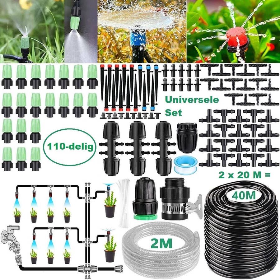 Merkloos Irrigatiesysteem tuin 2 x 20 m irrigatieset tuin micro druppelirrigatie automatische slang druppelirrigatie doe-het zelf tuinbewatering voor landschap bloembed terrasplanten