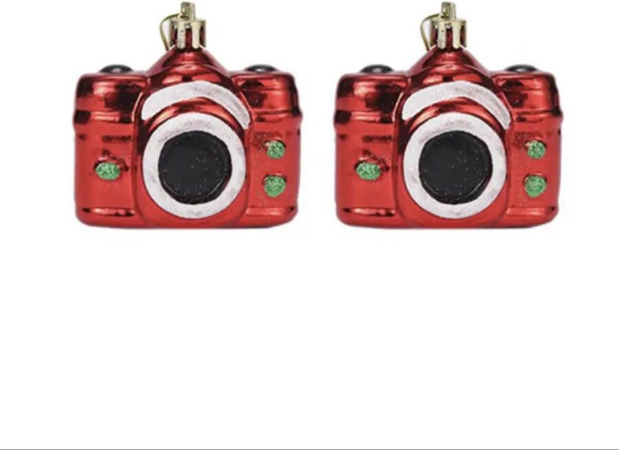 Merkloos Kerstornamenten Set van 2 Kerst Ornament Kerstballen Plastic Kerstballen Kerstbal Figuren Kerstdecoratie Camera