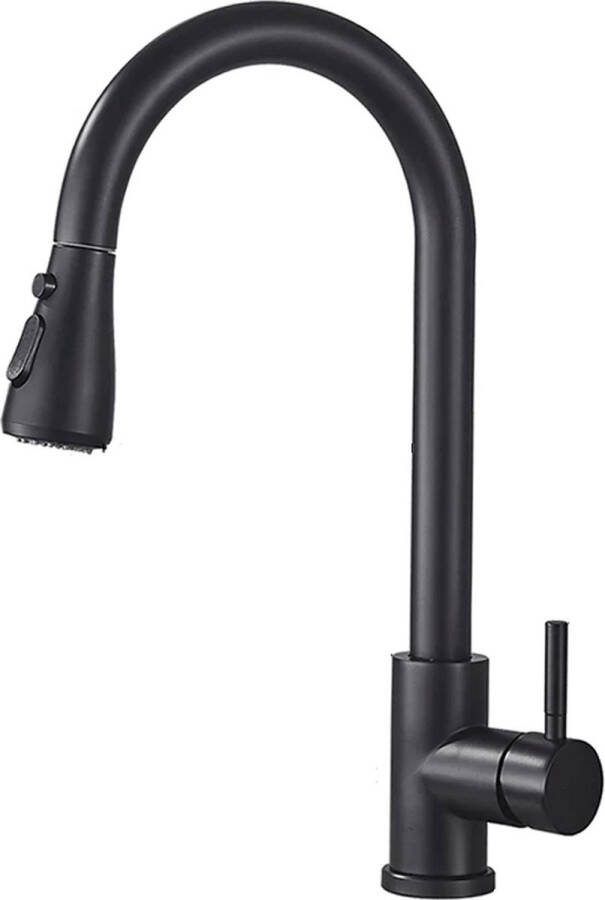 'merkloos' Keukenkraan met Uittrekbare Uitloop Zwarte Keukenkraan Lichtgewicht Uittrekbaar tot 40 cm – inclusief aansluitingen 180° Hoge Uitloop- Keukenmengkraan Handdouche Flexibele Slang – waterbesparende keuken kraan Wastafel Kraan