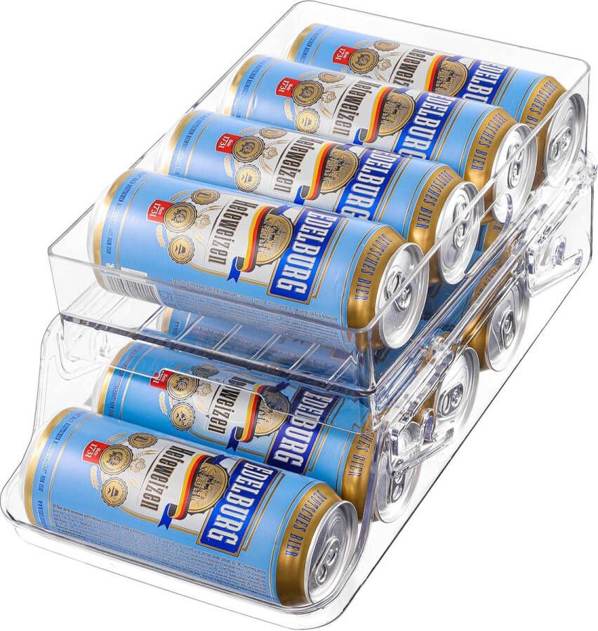 Merkloos Koelkast-organizer blikjesdispenser koelkast drankorganizer opvouwbare blikjeshouder koelkastorganizer flessen voor 550 ml drankcontainer bier frisdrankcontainer BPA-vrij