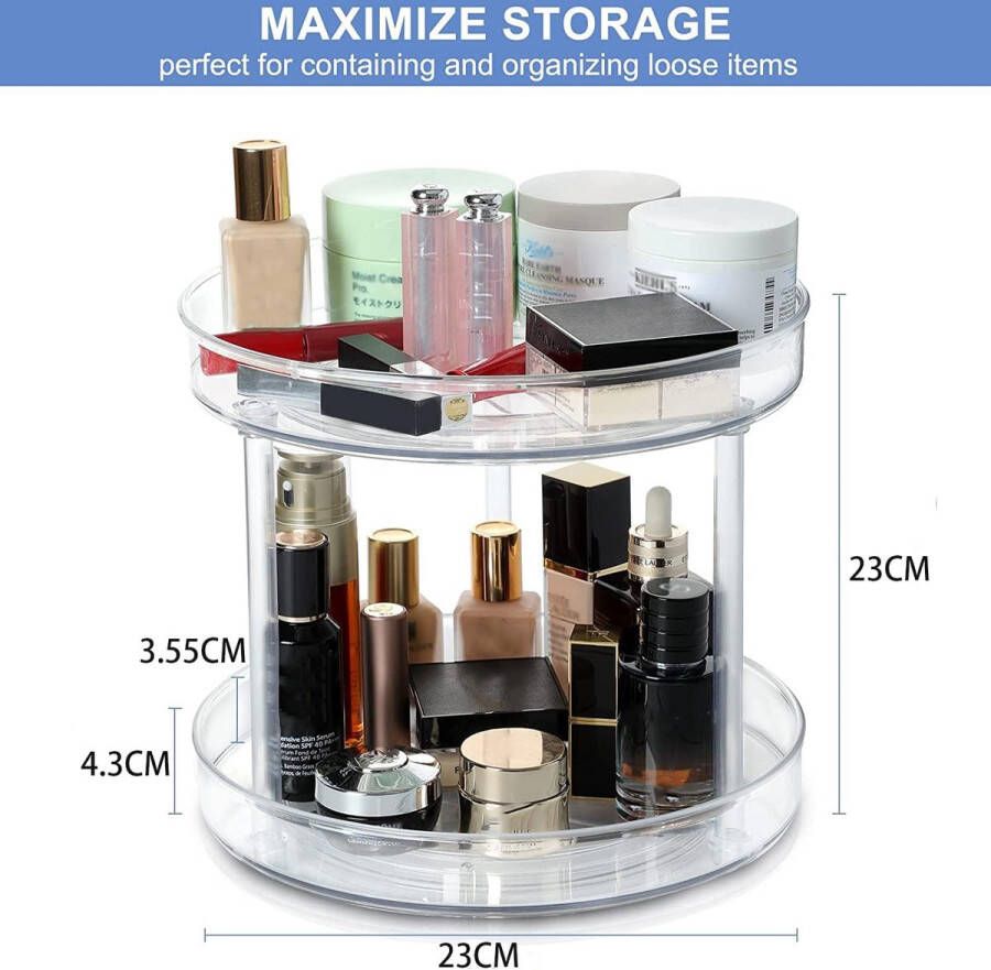 Merkloos Kruidenrek 2 etages draaitafel organizer 360 graden draaiplateau koelkast 23 cm koelkast organizer draaiplateau keuken van kunststof