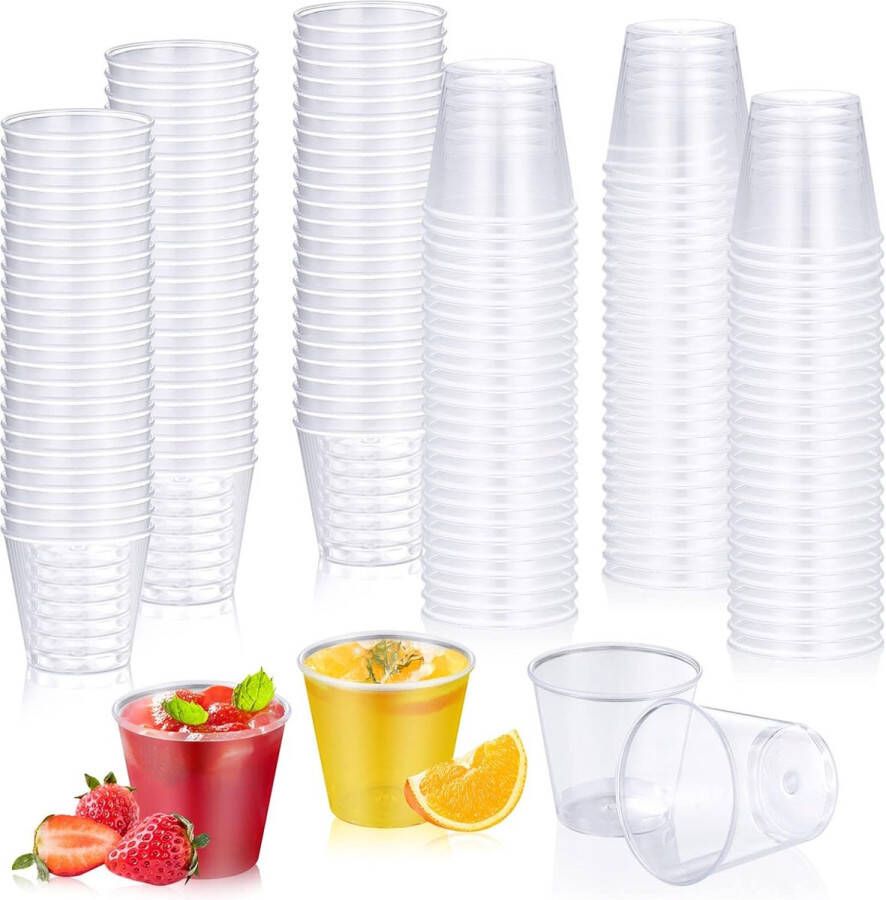 Merkloos Kssvzz 150 stuks plastic borrelglazen 30 ml-1 oz Multi Use Crystal Clear Hard Plastic Cups Duurzame Onbreekbare Shot Glazen voor Dagelijks en Feestgebruik