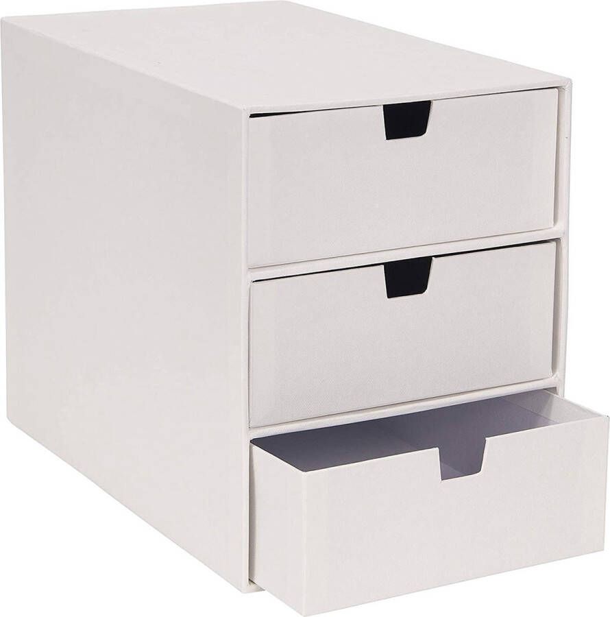Merkloos Ladebox voor documenten en kantoorbenodigdheden bureau-organizer met 3 laden opbergsysteem van vezelplaat en papier wit