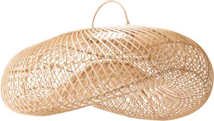 Merkloos Lampen hanglamp Demi halfrond open structuur natuurlijk rotan handgemaakt op Bali eettafel slaapkamer incl. zwart armatuur