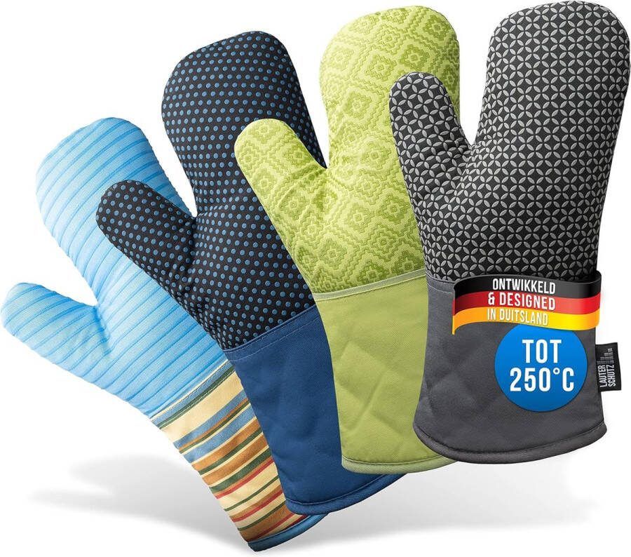 'merkloos'' LauterSchutz Ovenwanten per paar met siliconen coating voor optimale grip en hittebestendigheid (contactwarmte: 250°C) in kleuren (Groen)