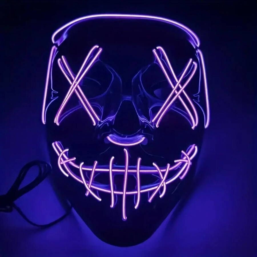 Merkloos LED Masker voor Volwassenen Carnaval Enge Maskers Paars| Purge