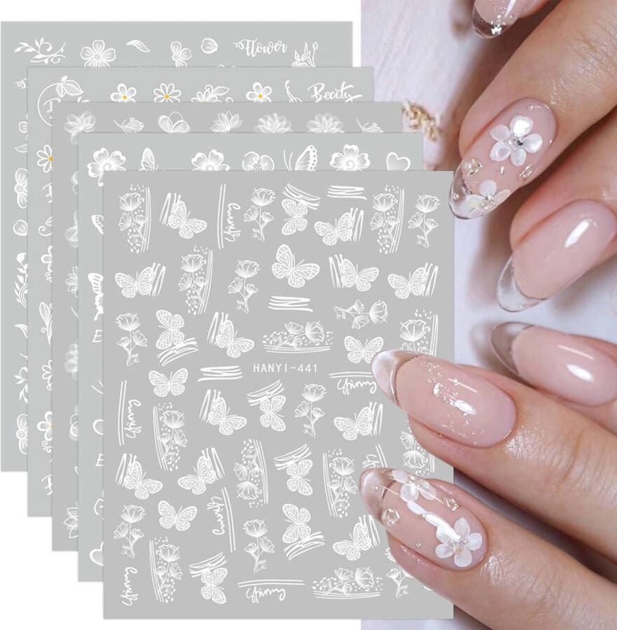 Merkloos Lente Vlinder Bloem Nail Art Sticker 12 Vellen Nagelsticker Zelfklevende Nagel Decoratie