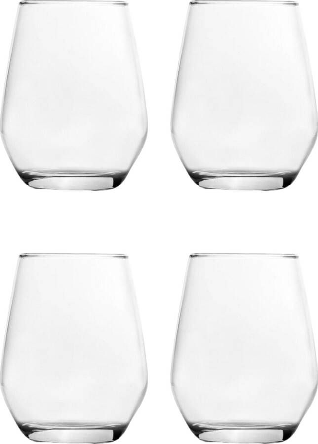 Merkloos Luxe Drinkglazen 370ml 37cl (4 Stuks) Drinkglas Limonadeglazen Glas Hoogwaardige kwaliteit Glazenset Drinkglazen