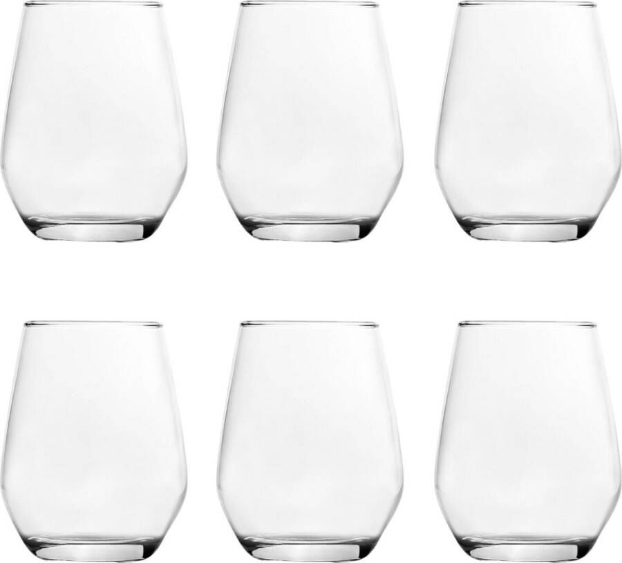 Merkloos Luxe Drinkglazen 370ml 37cl (6 Stuks) Drinkglas Limonadeglazen Glas Hoogwaardige kwaliteit Glazenset Drinkglazen