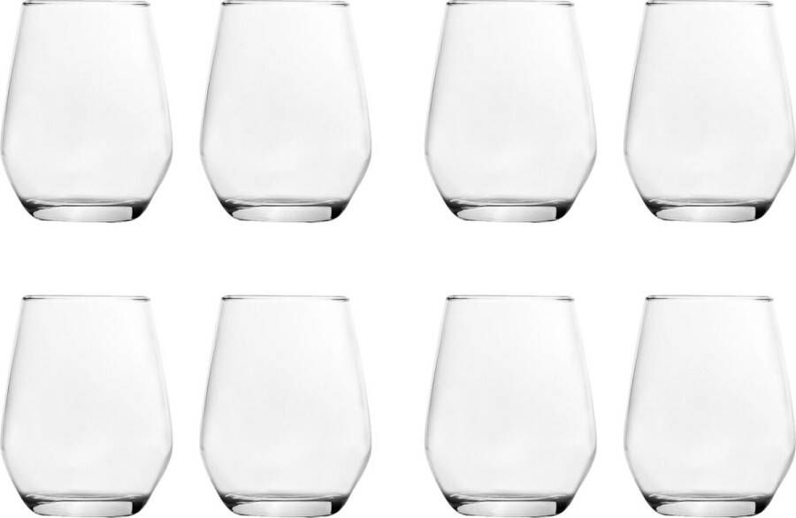 Merkloos Luxe Drinkglazen 370ml 37cl (8 Stuks) Drinkglas Limonadeglazen Glas Hoogwaardige kwaliteit Glazenset Drinkglazen