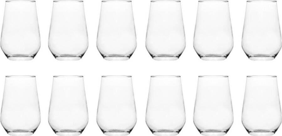 Merkloos Luxe Drinkglazen 460ml 46cl (12 Stuks) Drinkglas Limonadeglazen Glas Hoogwaardige kwaliteit Glazenset Drinkglazen Cocktailglazen