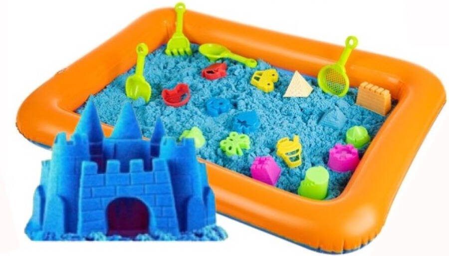 Merkloos Magisch Zand CE Magnetisch Speelzand Toverzand voor Binnen 2 KG met Opblaaszandbak Vormpjes Binnen Zand Zandbak met Speelzand Sensorisch Speelgoed voor Creatieve Kinderen