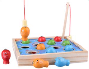 Merkloos Magnetisch visspel 20*20*5 cm Houten speelgoed Montessori Motoriek Cognitief Peuter Kleuter Kleurrijk