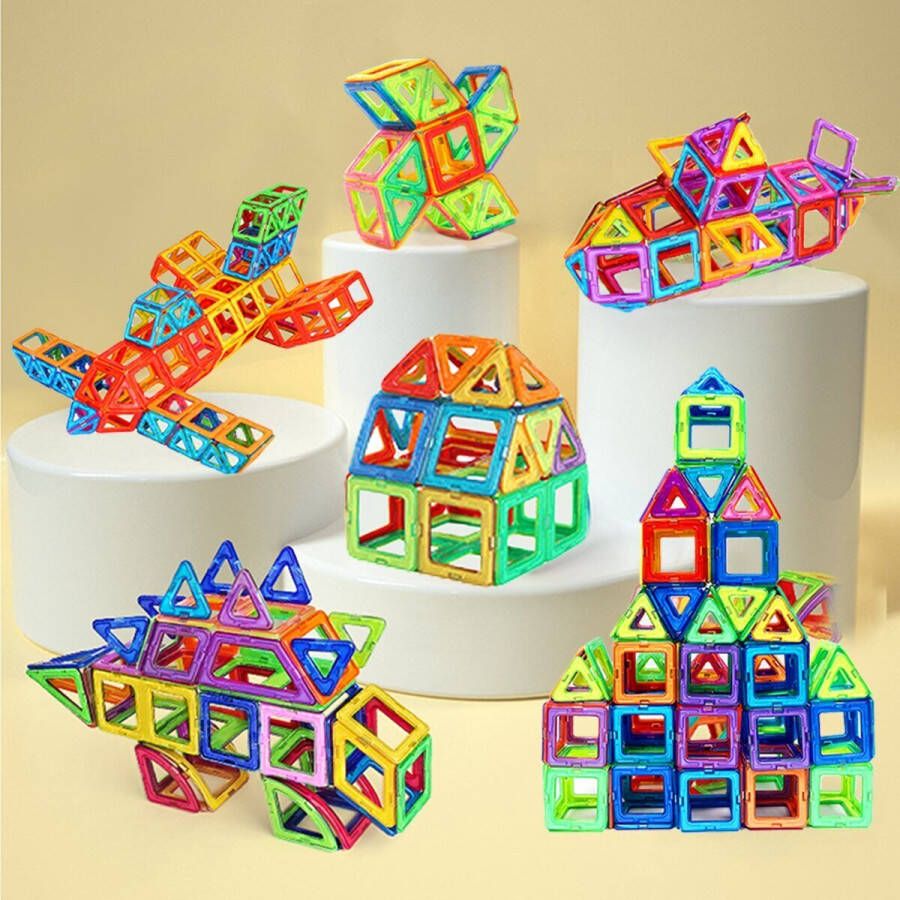 Merkloos Magnetische bouwstenen 50 st Kinderspeelgoed Magnetisch Speelgoed Montessori speelgoed Educatief speelgoed Magnetic tiles Magnetische bouwblokken Speelgoed 3 jaar Speelgoed 4 jaar