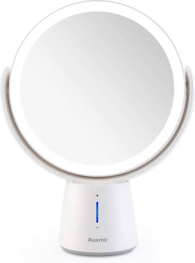 Merkloos Make-up Spiegel LED Verlicht met 1X 10X Vergroting en 5 Dimbare Helderheidsniveaus Dubbelzijdige Cosmeticaspiegel Oplaadbaar 360° Draaibaar voor Thuis en Onderweg