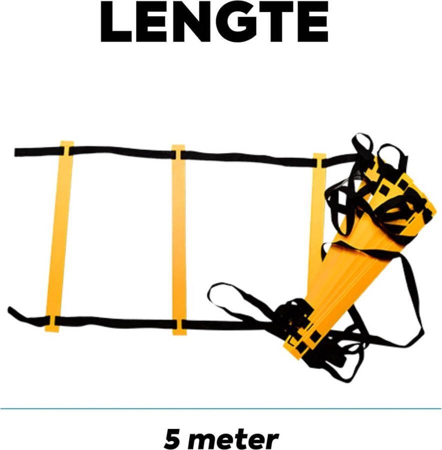 Merkloos Matchu Sports Behendigheidsladder Speed ladder Trainingsladder Inclusief draagtas 5 meter Geel zwart