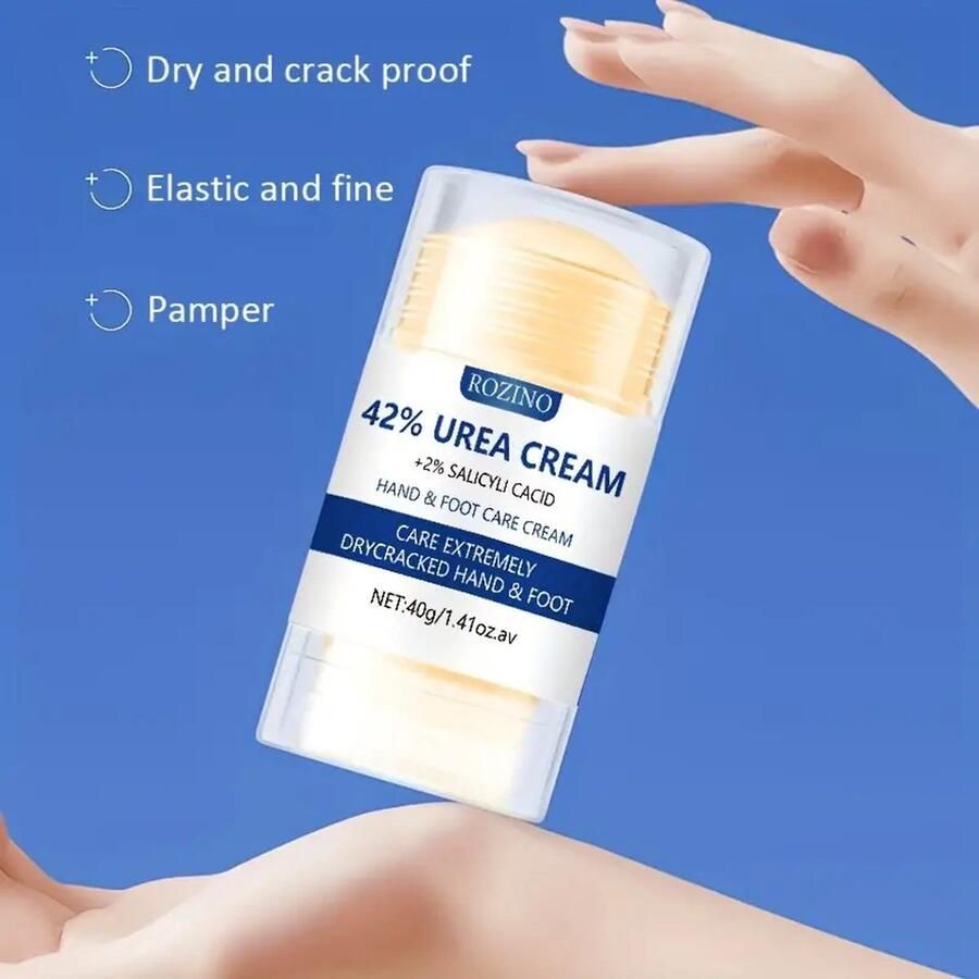Merkloos- 40g Ureum Crème Stick 42% Plus Salicylzuur 2% Voetcrème Voor Droge Gebarsten Voeten Effectieve Voetverzorging Verzacht en Hydrateert Droge Huid Helpt bij Scheuren en Kloven Intensieve Hydratatie Versoepelt Harde Huid
