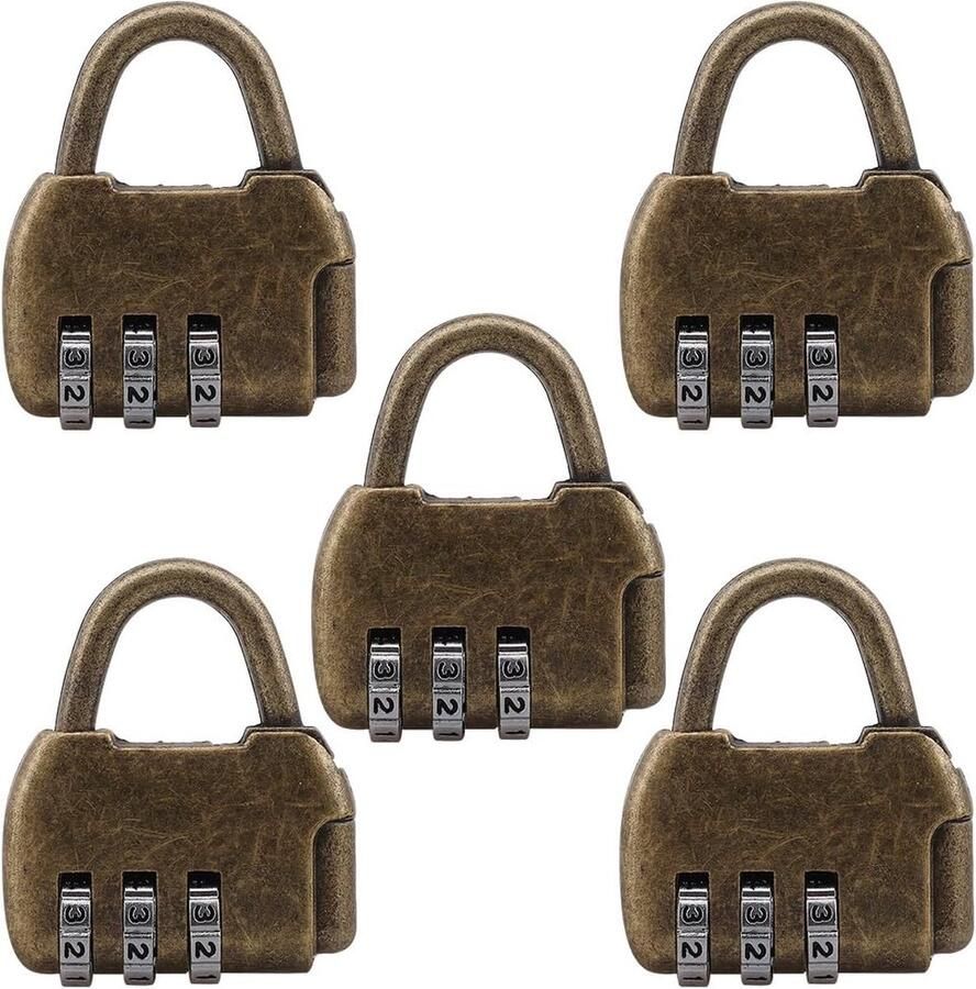 'merkloos'' 5 stuks zinken retro reistas bagage 3-cijferige combinatie hangslot geschikt voor thuis kantoor opslag kluisjes beveiligingswachtwoord slot Kofferslot Reisslot Cijferslot 5 stuks Cijferslot Hangslot 3 Cijferig Hangslotje Bagageslot