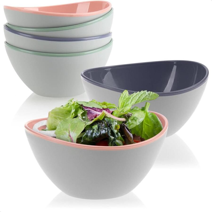 Merkloos COM-FOUR 6-delige saladeschalen Kleine schaaltjes voor salade snacks noten en fruit Decoratieve snackschaaltjes vaatwasmachinebestendig
