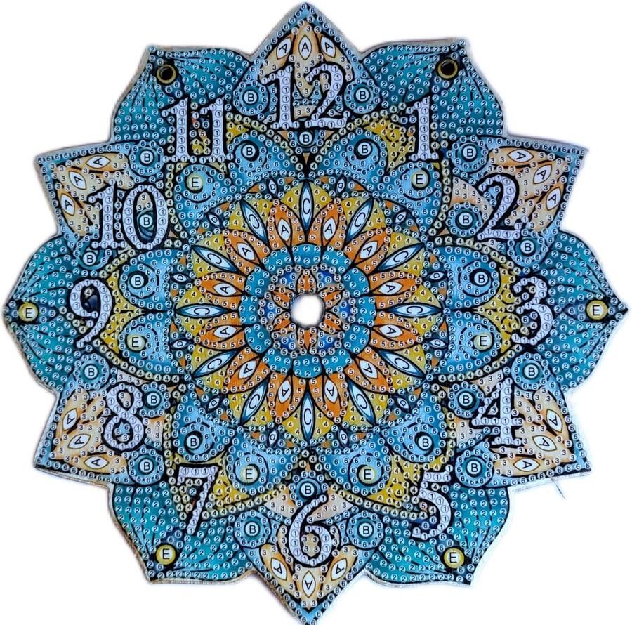 Merkloos Diamond painting klok Met kleur diamanten bling Mandala Diamond painting volwassenen Hobby Knutselen Vrije tijd Puzzel