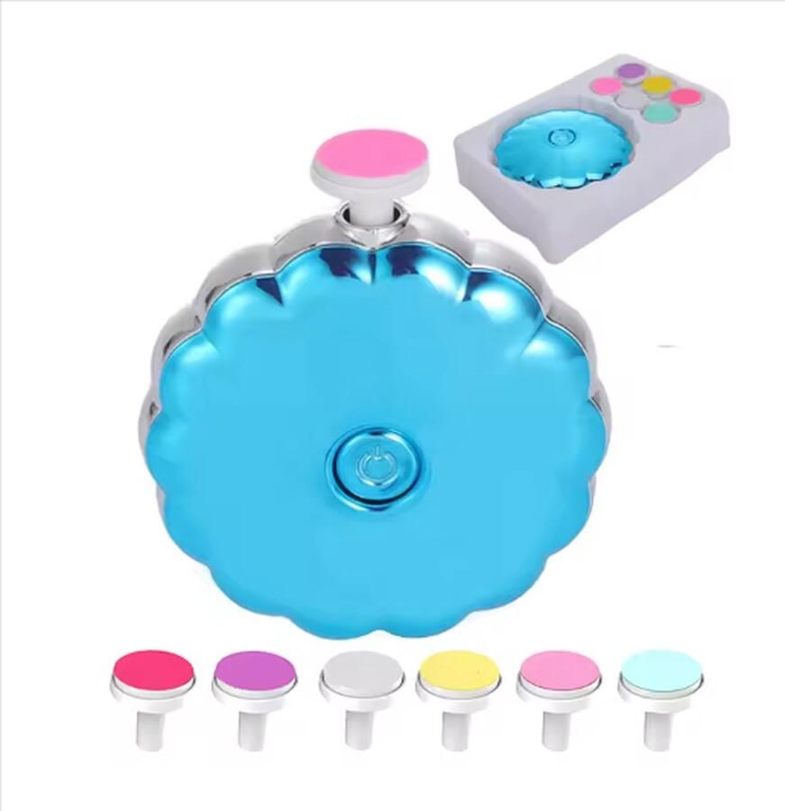 Merkloos Elektrische Nagelvijl Blauw Veilig en Zacht voor Baby's Inclusief 6 Vijl koppen incl. Polijstkop Waterbestendig 3-Stand Rotatie Manicureset Nagelknipper Polijsten Babycadeau
