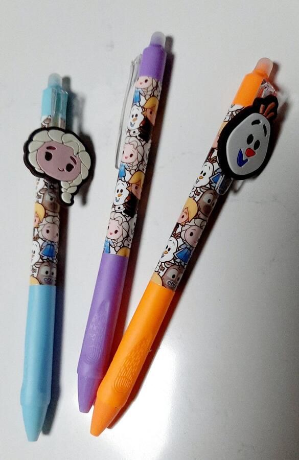 Merkloos Frozen 3x uitwisbare gelpen oranje paars blauw olaf en elsa gelpennen