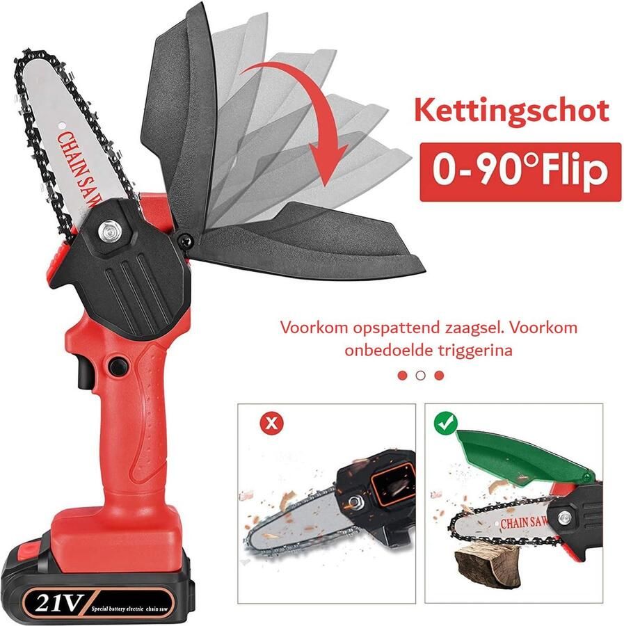 Merkloos Kettingzaag Accu Kettingzaag Mini Kettingzaag Snoeizaag 21V 10 cm Eenvoudig Bedienbaar