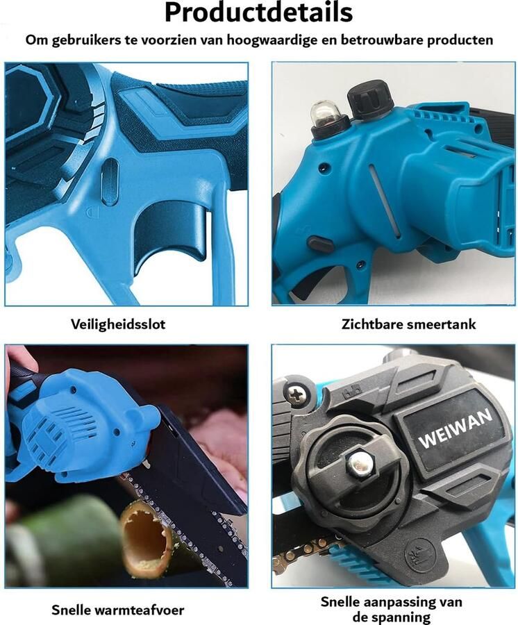 Merkloos Kettingzaag Elektrische Kettingzaag Mini Kettingzaag 6 Inch 2 Batterijen