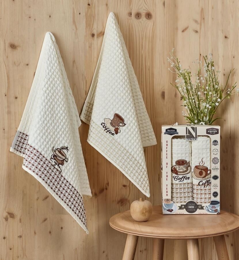 Merkloos Nilteks Kitchen Towel Theedoek 50 x 70cm 2 Stuks wit