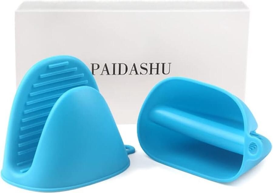 Merkloos Oven Handschoen Dikken Siliconen Pot Houder Mini Oven Mitt Hittebestendige Pinch Covers voor Bakken Koken Bbq Grillen (Lichtblauw)
