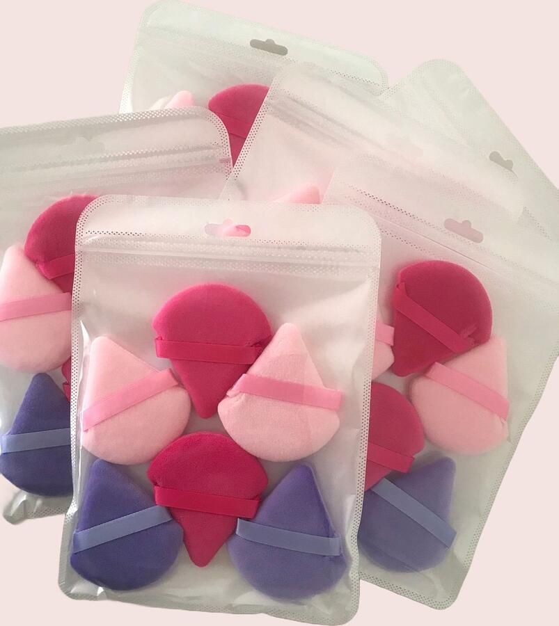'Merkloos Powder Puff Make-up Sponsje Beauty Blender Powder puff Driehoek 6 stuks Kleuren: roos donker roos en licht paars