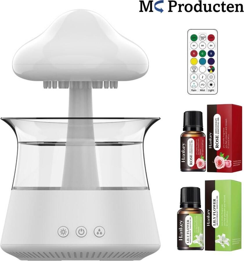 Merkloos Regendruppel Humidifier-luchtbevochtiger-met afstandsbediening en oliën- Aroma Diffuser