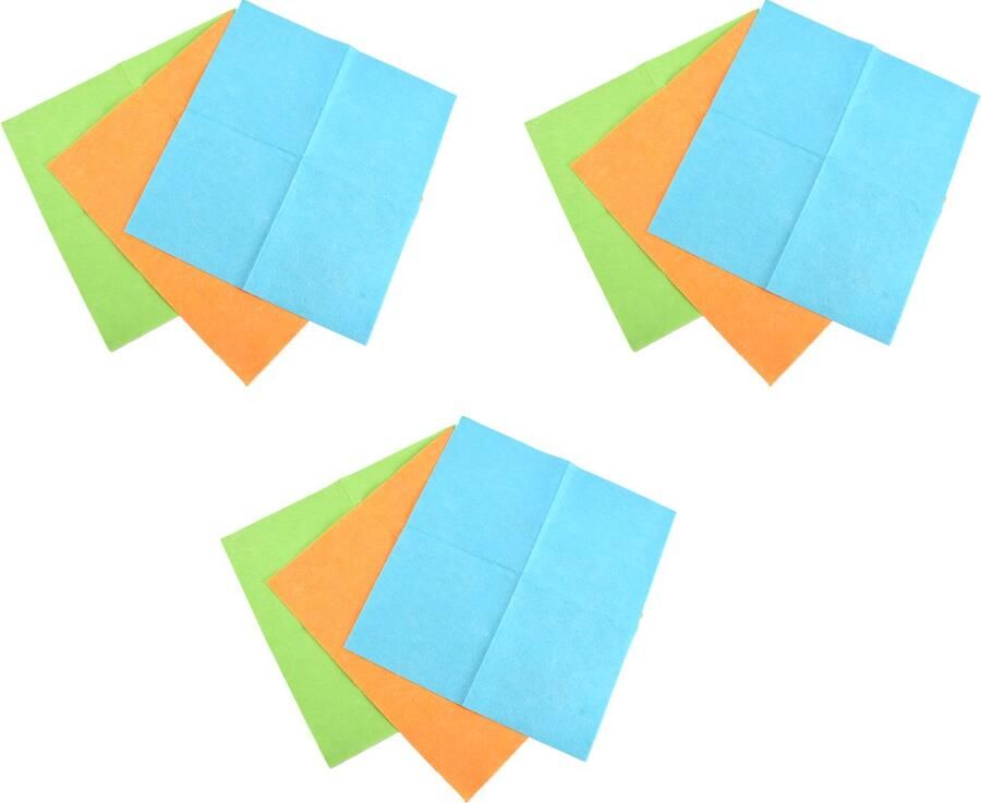 Merkloos Viscose Sopdoeken Set – 9 stuks Gekleured Schoonmaakspons – Blauw Oranje & Groen Vaatdoekjes van Stof 40x36cm elk Reinigingsdoek