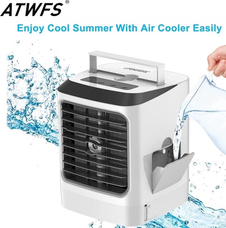 Merkloos X-Qlusive Mini Draagbare Airco USB Airconditioning Luchtkoeler Elektrische Ventilator Draagbaar Mini Koelsysteem 150x152x185mm