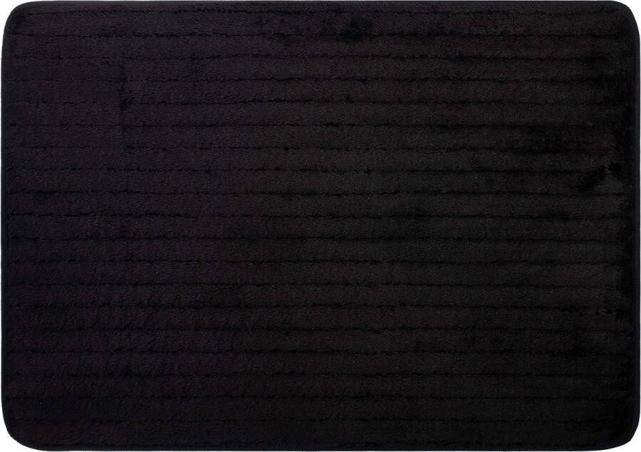 Merkloos Microvezel badmat 50x70 cm thuis badmat douchemat 100% polyester zwart