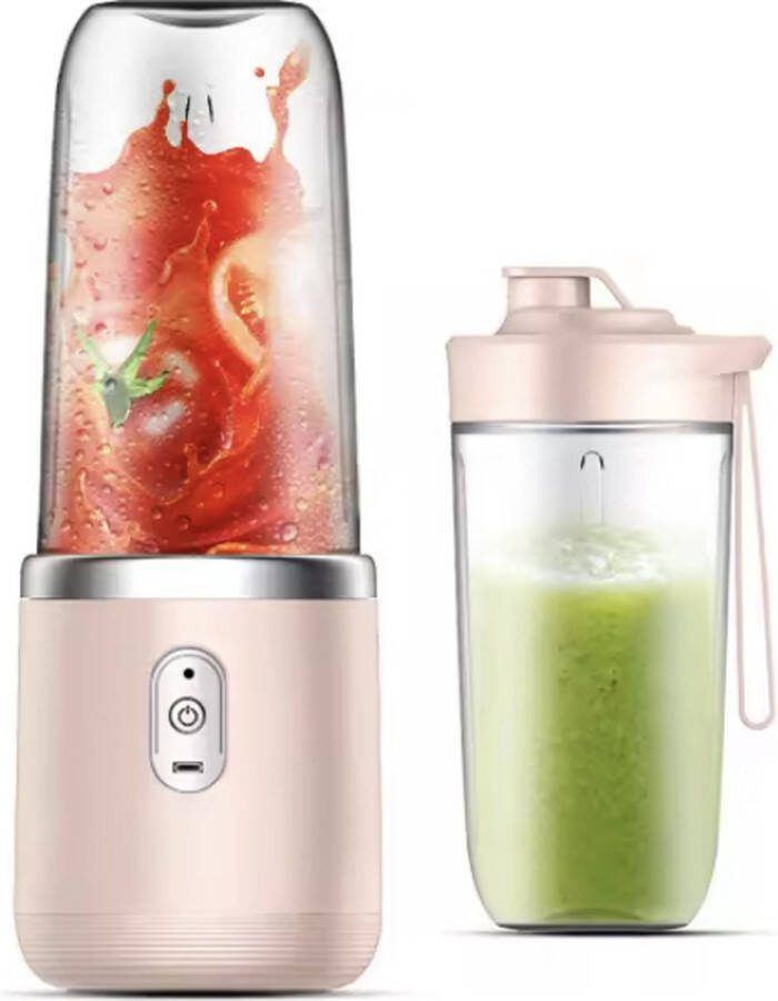 Qualy living Mini Blender Roze USB Compact 6 Messen Blender To Go 400 ML Smoothie Maker Sporten