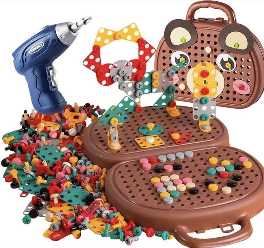 Merkloos Montessori Gereedschapskist Gereedschapskoffer Kidstafel Educatief Speelgoed Fijne Motoriek Sensorisch Speelgoed Boormachine Speelgoed