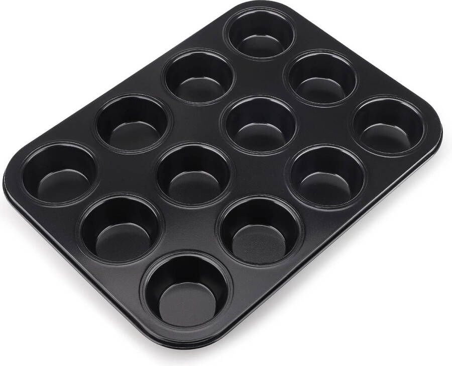 Merkloos Muffinvorm blik voor 12 muffins mini muffinvorm bakplaat 36 x 26 5 cm (cakevorm ca: Ø 6 3 cm) gecoat standaardformaat cupcake vormen muffinplaat